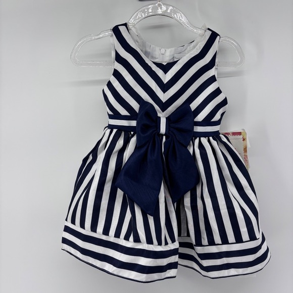 Sweet Heart Rose Baby Toddler Girl's Striped Dress Bow Accent Party Outfit - Picture 1 of 6